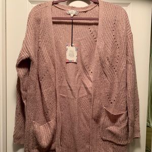Pink rose NWT open dusty purple cardigan